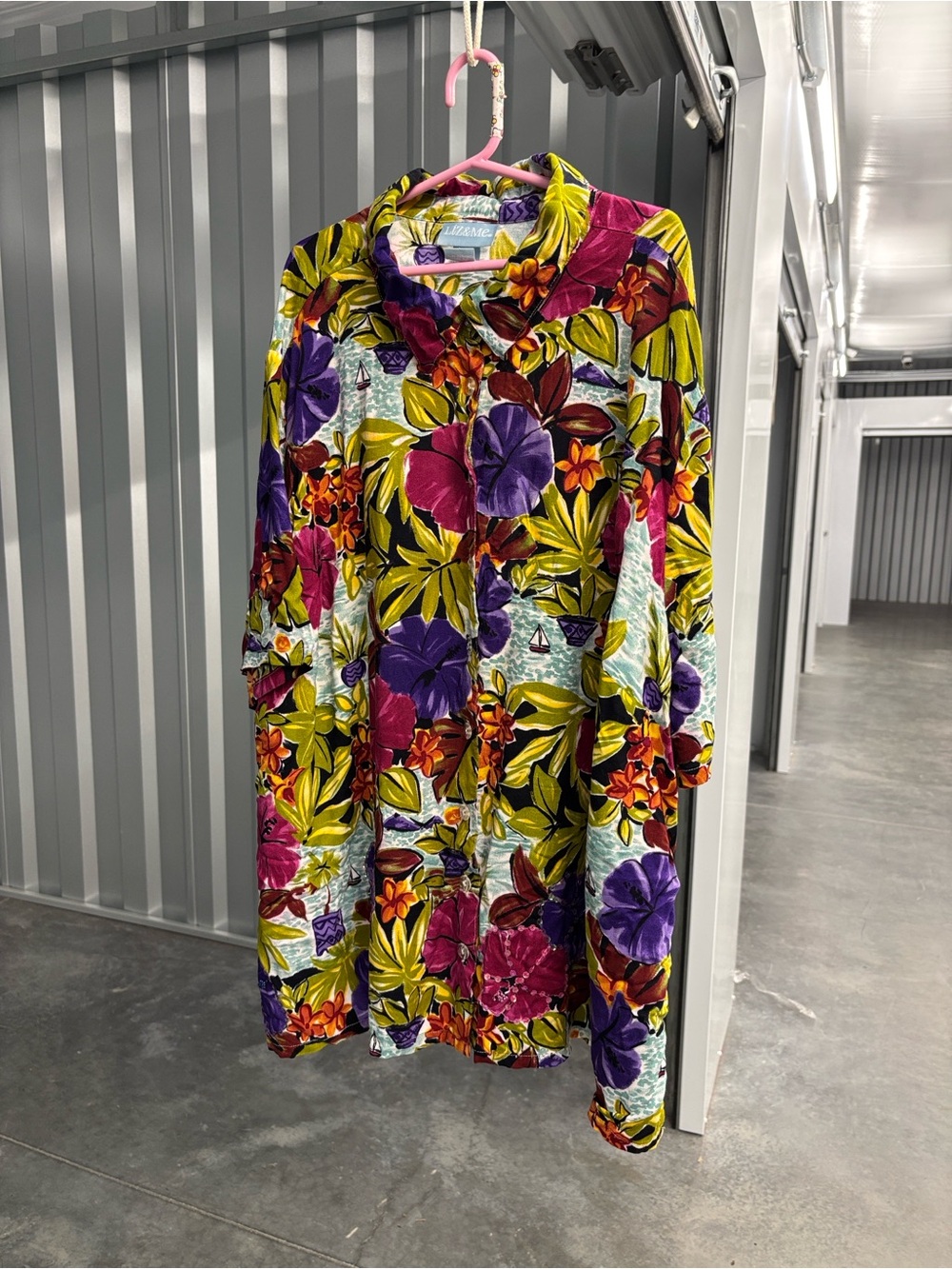 Liz & Me Floral Hawaiian Button-Up Shirt - Multicolor Bold Vibrant Tropical 3X - Picture 2 of 16